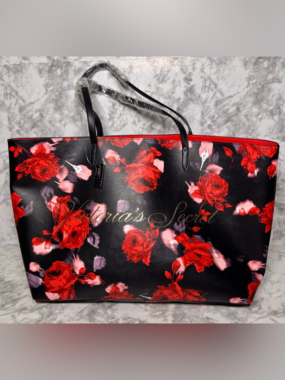 NWT Victoria's Secret 2019 Limited Edition Large Red Rose Floral Tote Bag